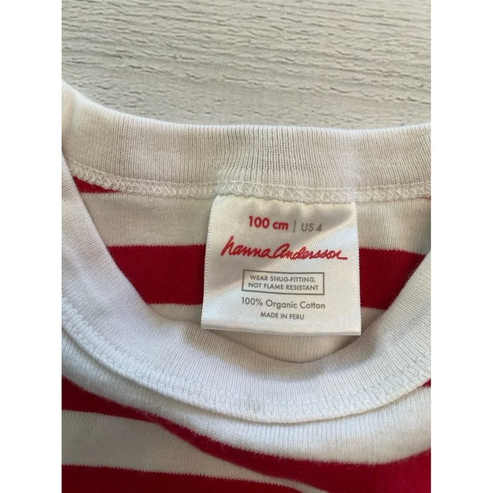 Hanna Andersson red white‎ striped pajamas top 100/4